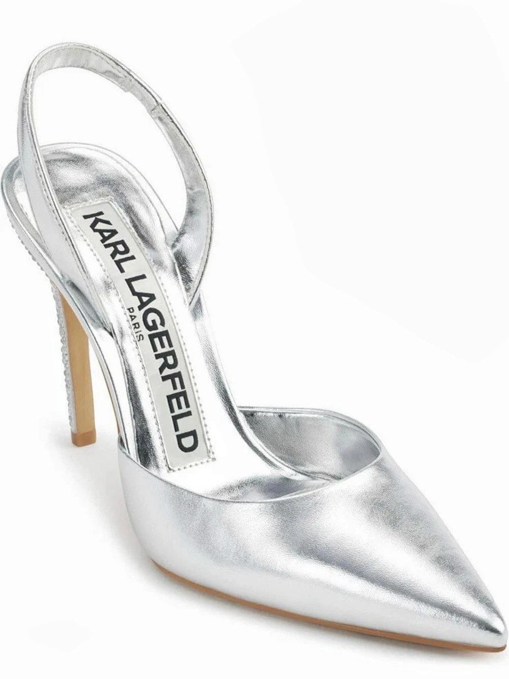 Karl Lagerfeld Paris Caslynn Slingback Pumps Silver US 9.5 NWT NIB Fancy Prom